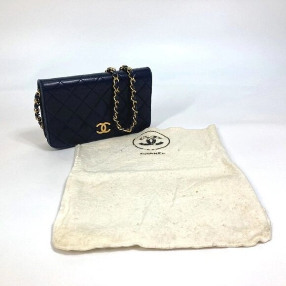 CHANEL CC Matelasse/Shoulder Chain Shoulder Bag Lambskin Leather Navy - Picture 16 of 16